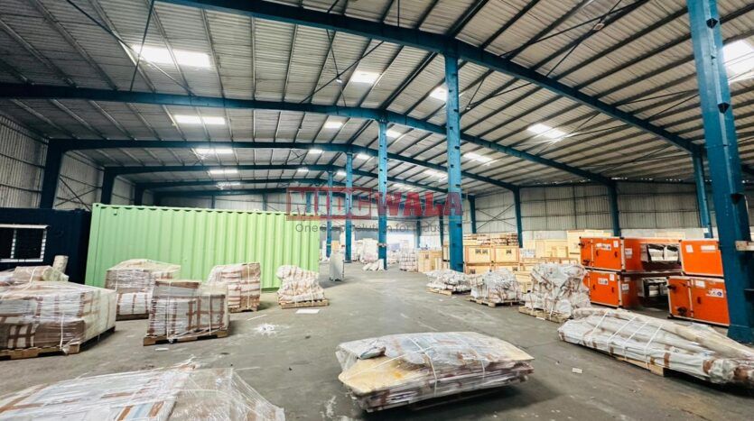 A modern and well-maintained warehouse in JNPT Road, Navi Mumbai, featuring ample storage space, efficient loading docks, and strategic connectivity, ideal for businesses seeking seamless storage and distribution solutions.