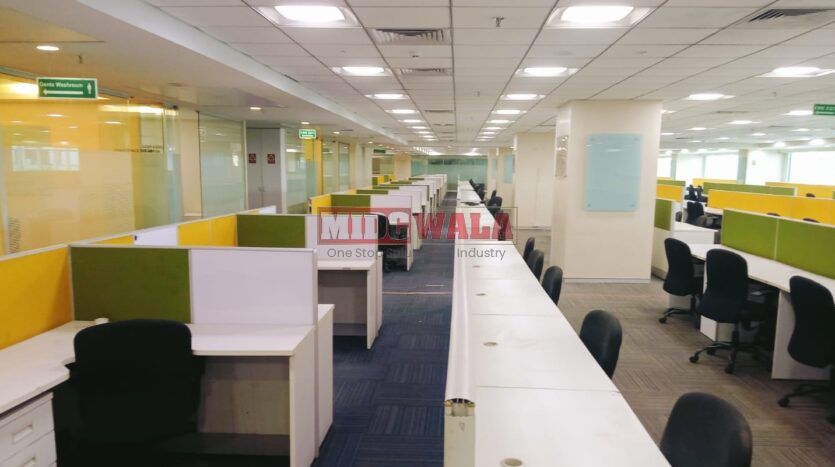 An image showcasing a fully furnished office space at Rupa Solitaire, MBP, Mahape, Navi Mumbai, featuring modern workstations, well-appointed conference rooms, and a vibrant work environment.