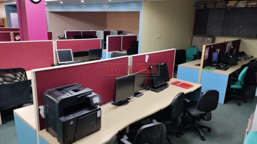 An image showcasing a fully furnished office space at Aryan Business Solutions, MBP, Mahape, Navi Mumbai, featuring modern workstations, well-appointed conference rooms, and a vibrant work environment.