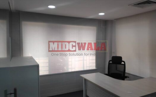 An image showcasing a fully furnished office space in MBP Mahape, Navi Mumbai, featuring modern workstations, well-appointed conference rooms, and a vibrant work environment.