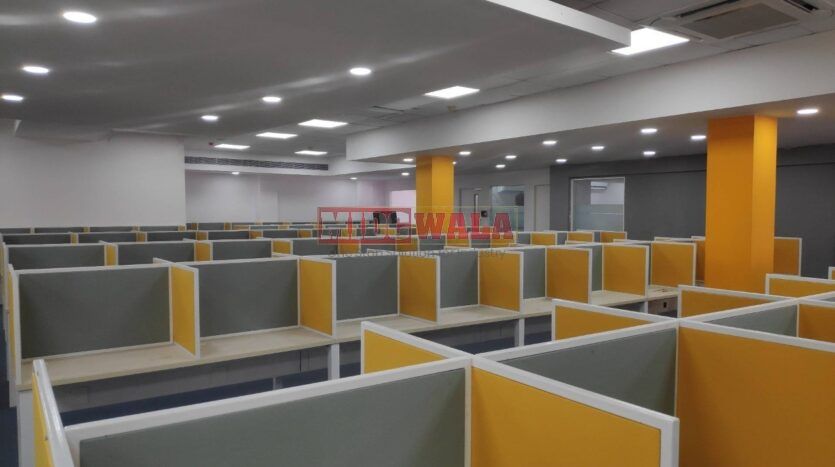 An image showcasing a fully furnished office space in MBP Mahape, Navi Mumbai, featuring modern workstations, well-appointed conference rooms, and a vibrant work environment.