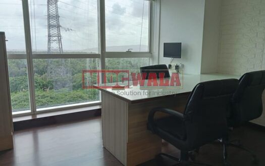 An image showcasing a fully furnished office space at Kesar Solitaire, Palm Beach Road, Navi Mumbai, featuring modern workstations, well-appointed conference rooms, and a vibrant work environment.