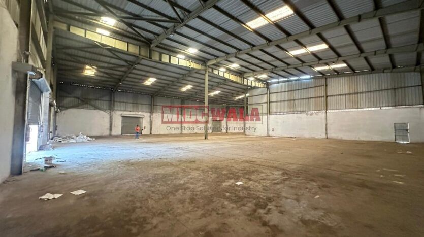 Industrial warehouse building available for lease in Palaspa Phata, Panvel, India.