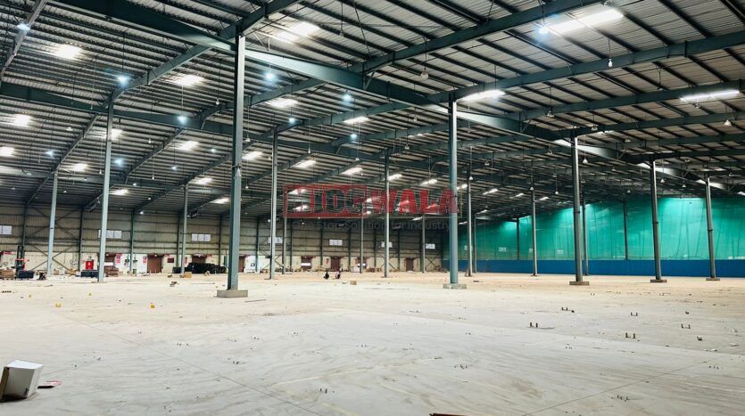 Industrial warehouse space available for lease on JNPT Road in Raigad, Maharashtra, India.