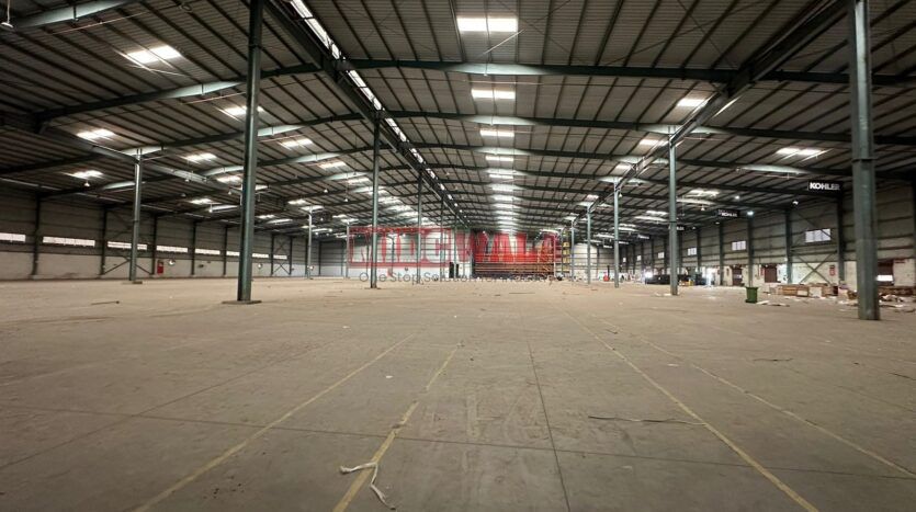 Industrial warehouse space available for lease on JNPT Road in Raigad, Maharashtra, India.