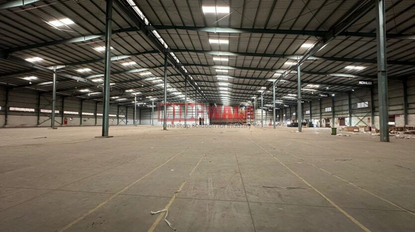 Industrial warehouse space available for lease on JNPT Road in Raigad, Maharashtra, India.