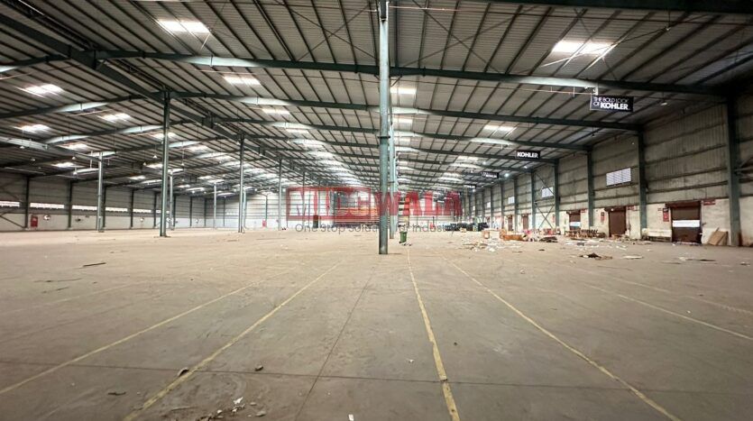 Industrial warehouse space available for lease on JNPT Road in Raigad, Maharashtra, India.