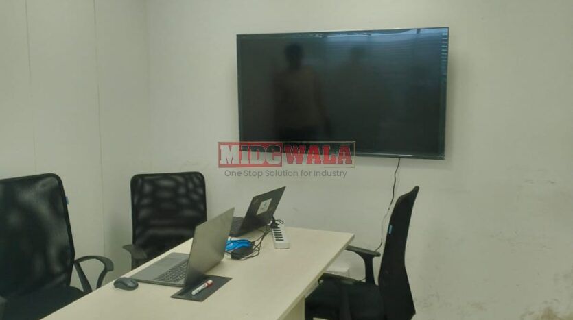 Furnished office space for rent in Mahape, Navi Mumbai. Modern workspace with private cabins, conference room, and ample natural light. Ready to move in.