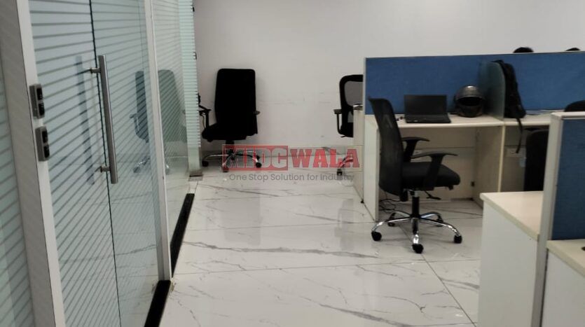 Furnished office space for rent in Mahape, Navi Mumbai. Modern workspace with private cabins, conference room, and ample natural light. Ready to move in.