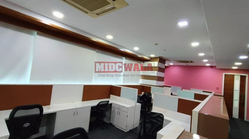 A modern, furnished office space for lease in Satra Plaza, Vashi, Navi Mumbai.