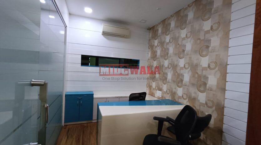 A modern, furnished office space for lease in Satra Plaza, Vashi, Navi Mumbai.